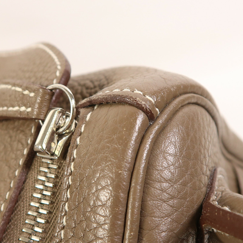 HERMES Clemence皮革Lindy 34銀扣手挽肩背兩用袋Etoupe-19