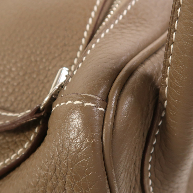 HERMES Clemence皮革Lindy 34銀扣手挽肩背兩用袋Etoupe-20