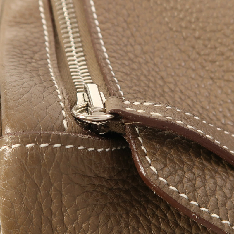 HERMES Clemence皮革Lindy 34銀扣手挽肩背兩用袋Etoupe-22