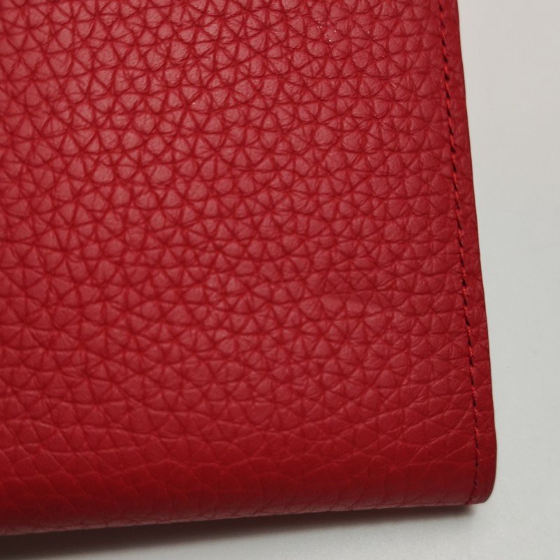 Louis Vuitton(LV)Capucines迷你牛皮純色金屬搭扣錢包-14