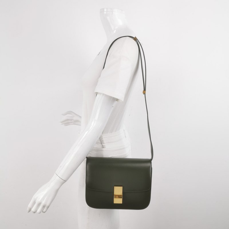 Celine Classic Box豆腐包中號牛皮純色按壓式鎖扣單肩包-1