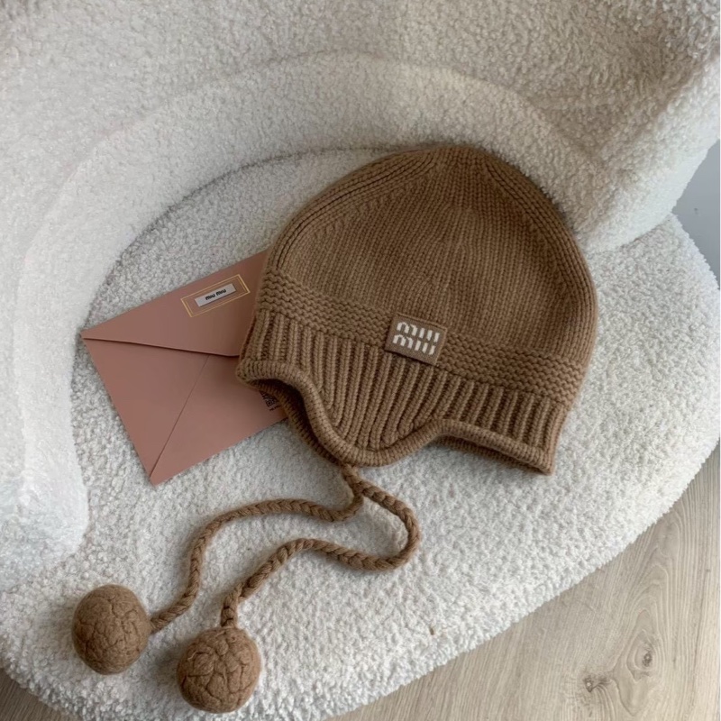 miu miu棕色毛帽-1