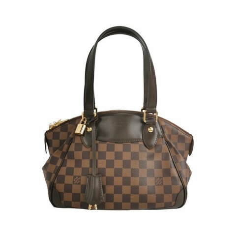 Louis Vuitton(LV)Verona小號牛皮棋盤格Logo徽標托特包手提包
