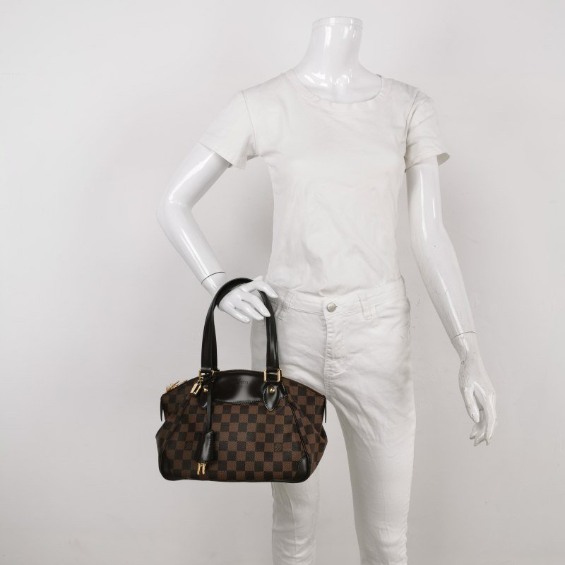 Louis Vuitton(LV)Verona小號牛皮棋盤格Logo徽標托特包手提包-1