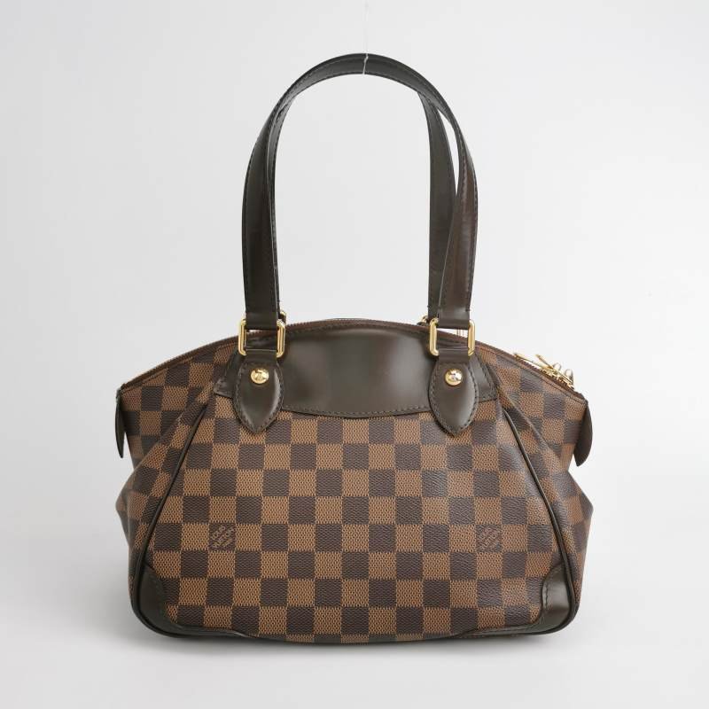 Louis Vuitton(LV)Verona小號牛皮棋盤格Logo徽標托特包手提包-4