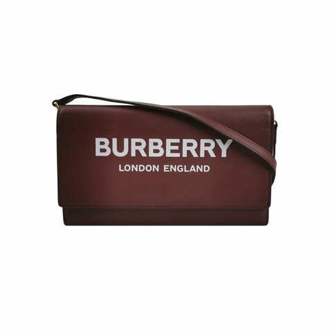 Burberry Hazelmere牛皮純色字母logo斜挎包單肩包