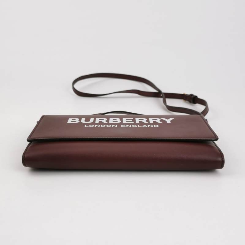 Burberry Hazelmere牛皮純色字母logo斜挎包單肩包-5