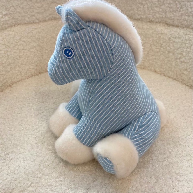 Hermes 藍色條紋玩偶馬娃娃-1