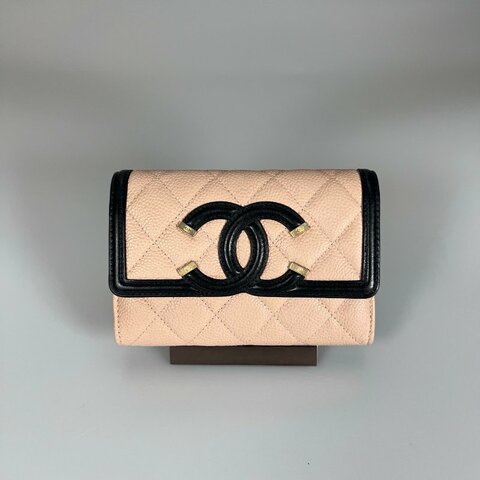 CHANEL COCOMARK中夾 荔枝粉膚 26開