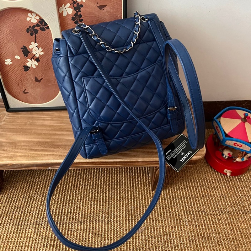 【狀況良好】Chanel藍色薩爾茨堡小號雙肩包手提單肩23開-1