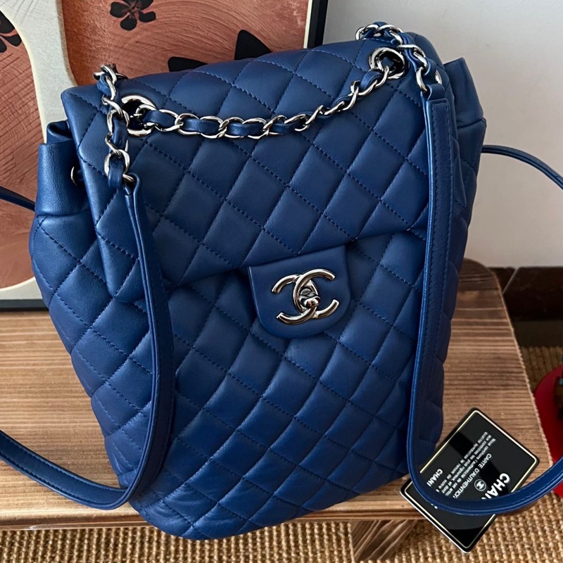 【狀況良好】Chanel藍色薩爾茨堡小號雙肩包手提單肩23開-3