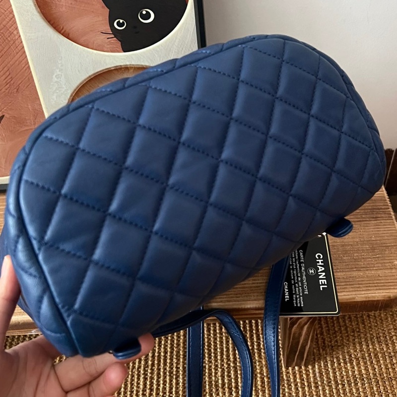 【狀況良好】Chanel藍色薩爾茨堡小號雙肩包手提單肩23開-4