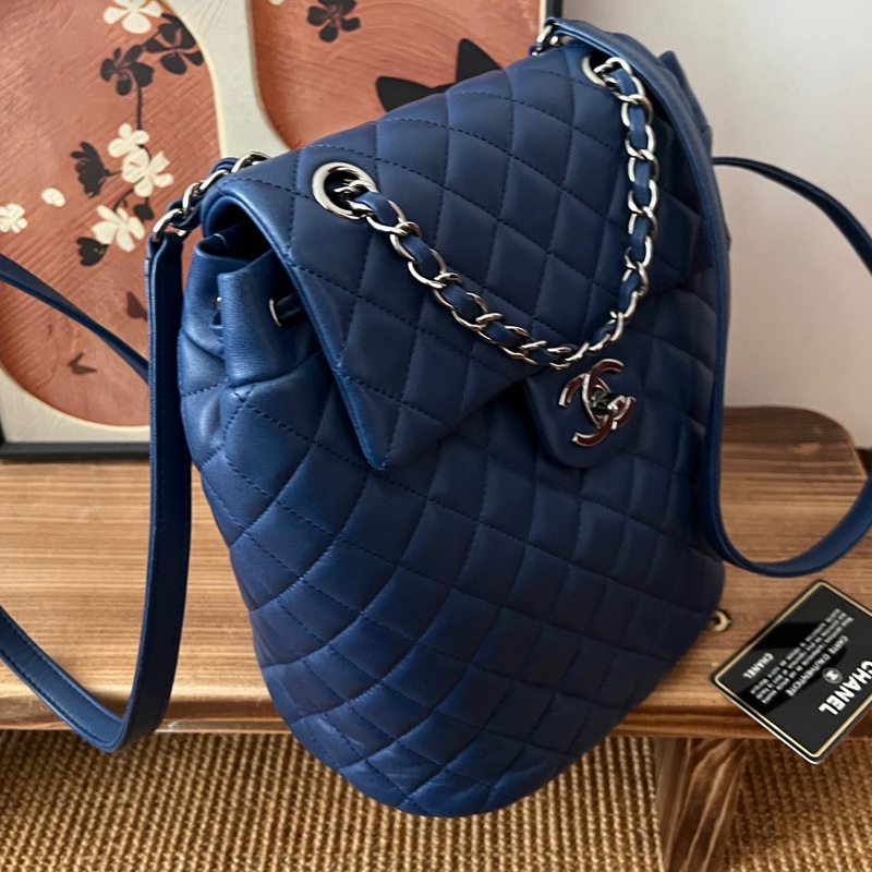 【狀況良好】Chanel藍色薩爾茨堡小號雙肩包手提單肩23開-5