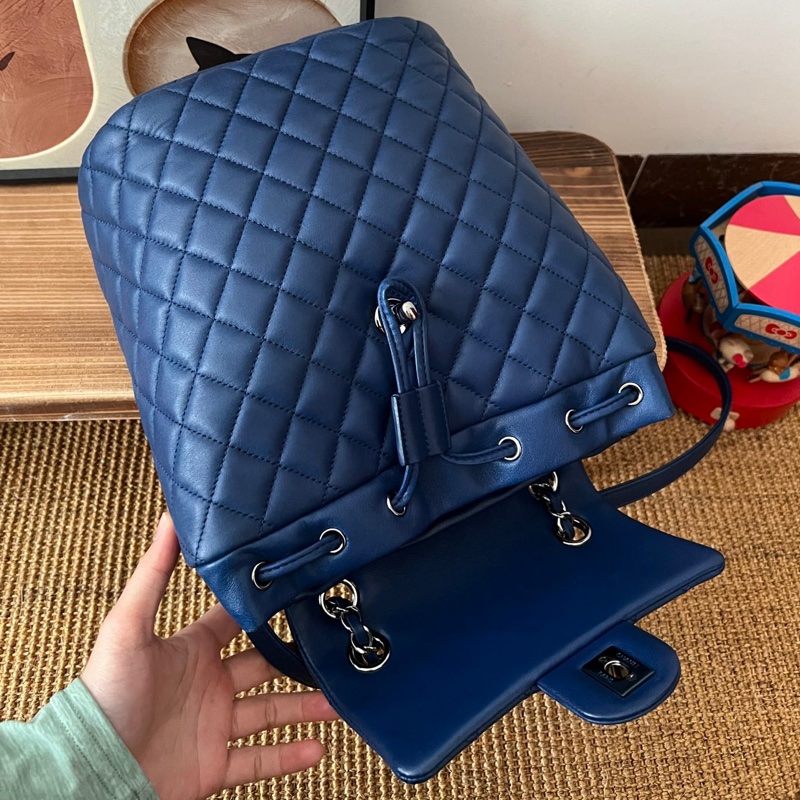 【狀況良好】Chanel藍色薩爾茨堡小號雙肩包手提單肩23開-7