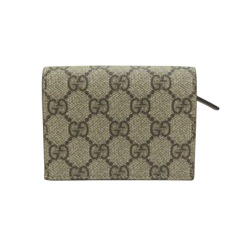 烏木色 帆布 蛾刺秀 扣式 短夾【GUCCI 古馳】 456867-1