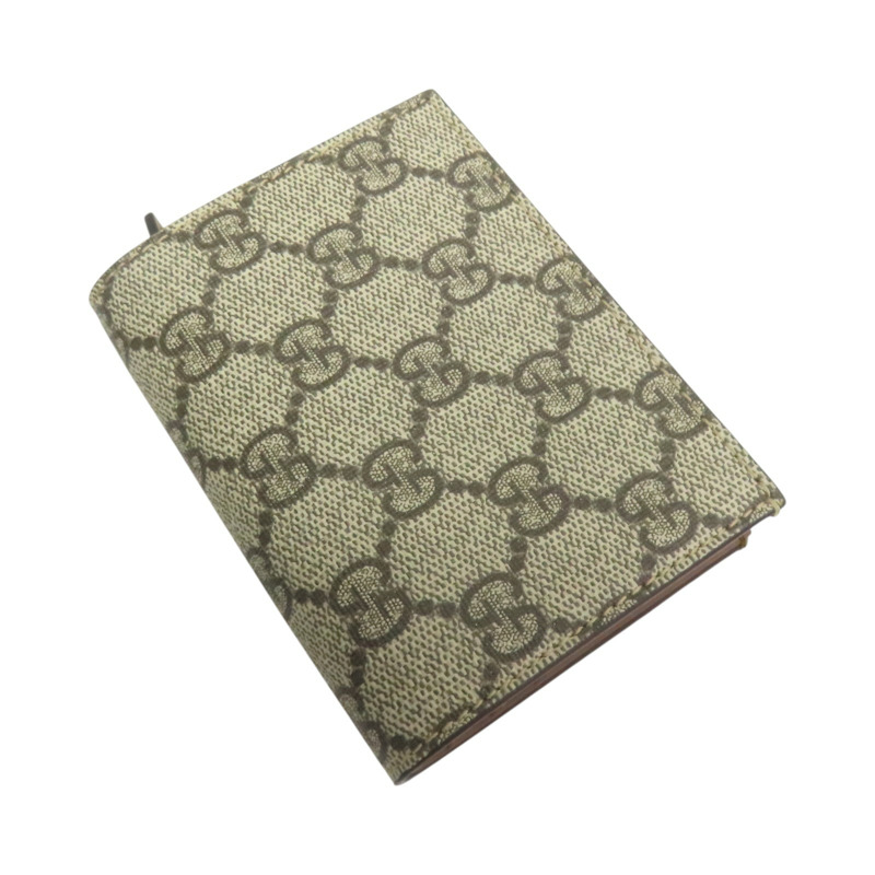 烏木色 帆布 蛾刺秀 扣式 短夾【GUCCI 古馳】 456867-3