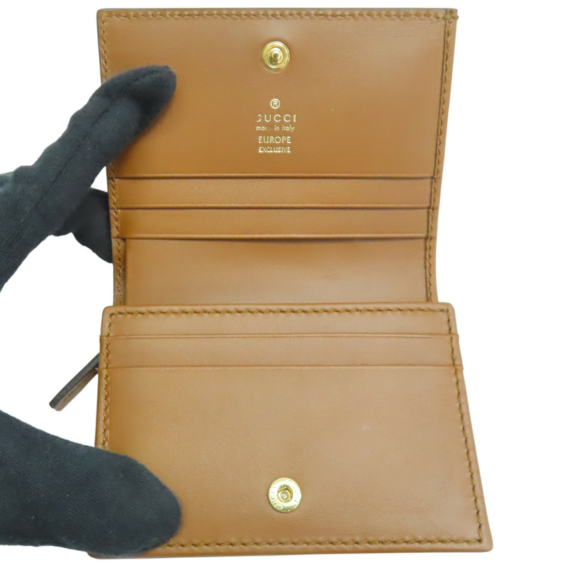 烏木色 帆布 蛾刺秀 扣式 短夾【GUCCI 古馳】 456867-4