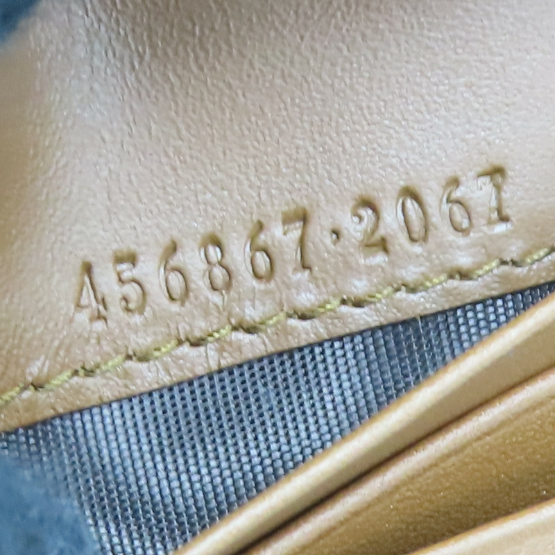 烏木色 帆布 蛾刺秀 扣式 短夾【GUCCI 古馳】 456867-9