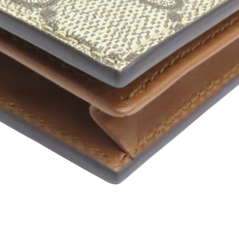 烏木色 帆布 蛾刺秀 扣式 短夾【GUCCI 古馳】 456867-10