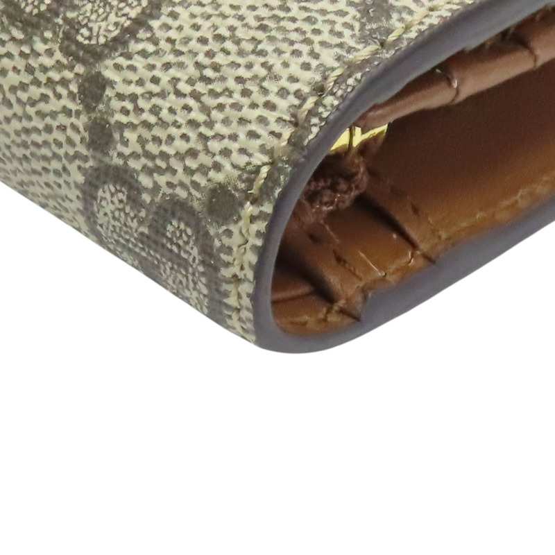 烏木色 帆布 蛾刺秀 扣式 短夾【GUCCI 古馳】 456867-13