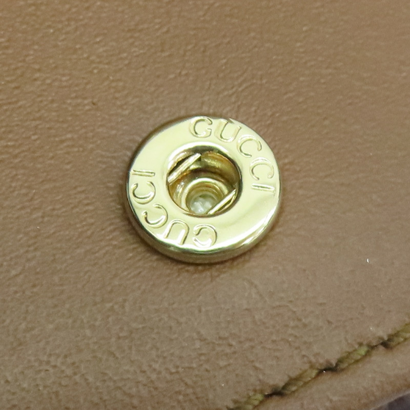烏木色 帆布 蛾刺秀 扣式 短夾【GUCCI 古馳】 456867-14