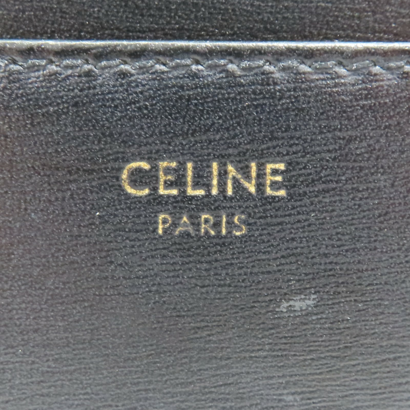 黑色 牛皮 Triomphe 扣式 三折短夾【CELINE 賽琳】 10I653DPV.38NO-7
