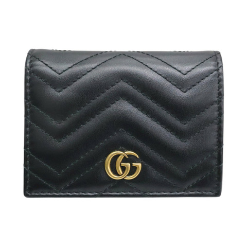 黑色 牛皮 GG Marmont 兩折 扣式 短夾【GUCCI 古馳】 466492