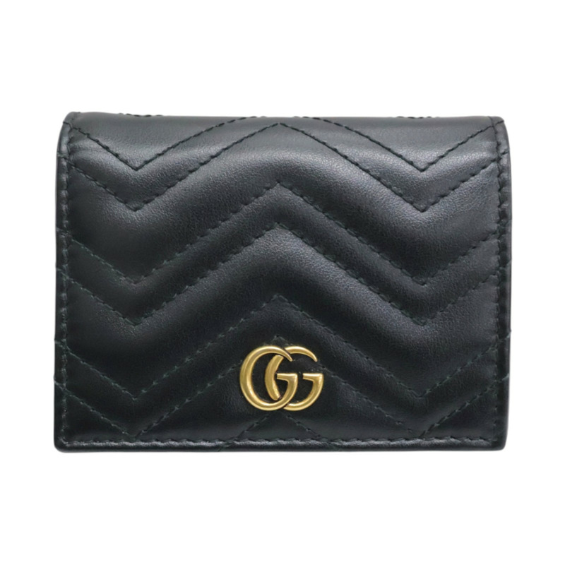 黑色 牛皮 GG Marmont 兩折 扣式 短夾【GUCCI 古馳】 466492-0