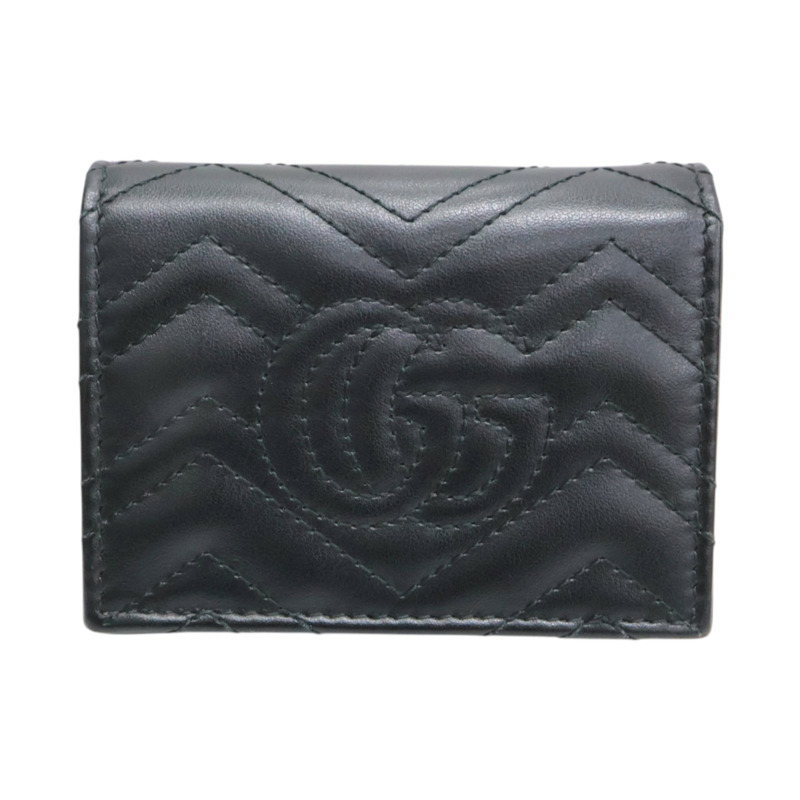 黑色 牛皮 GG Marmont 兩折 扣式 短夾【GUCCI 古馳】 466492-1