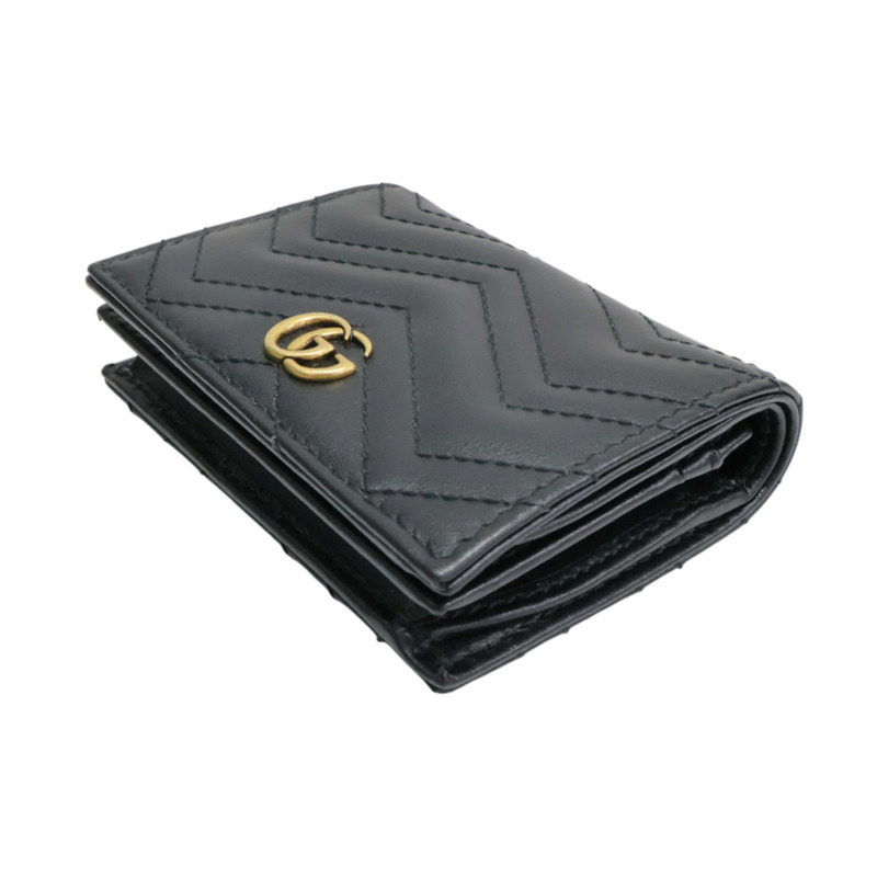 黑色 牛皮 GG Marmont 兩折 扣式 短夾【GUCCI 古馳】 466492-2