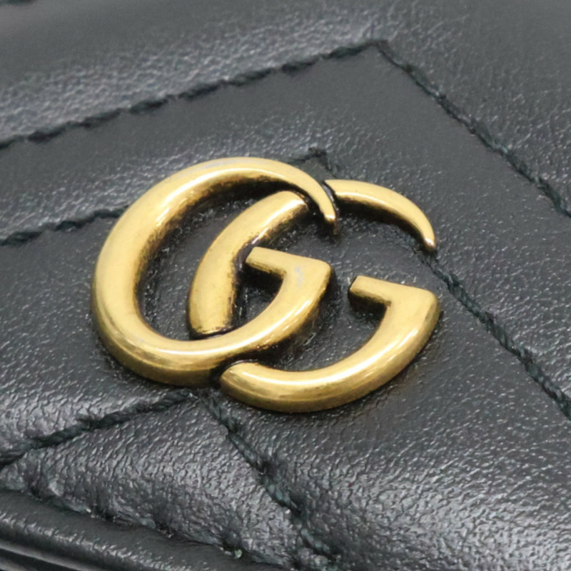 黑色 牛皮 GG Marmont 兩折 扣式 短夾【GUCCI 古馳】 466492-7
