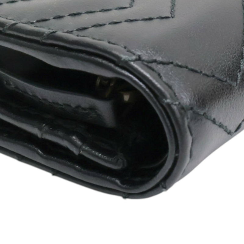 黑色 牛皮 GG Marmont 兩折 扣式 短夾【GUCCI 古馳】 466492-10