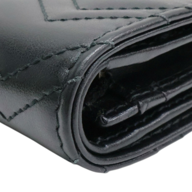 黑色 牛皮 GG Marmont 兩折 扣式 短夾【GUCCI 古馳】 466492-13