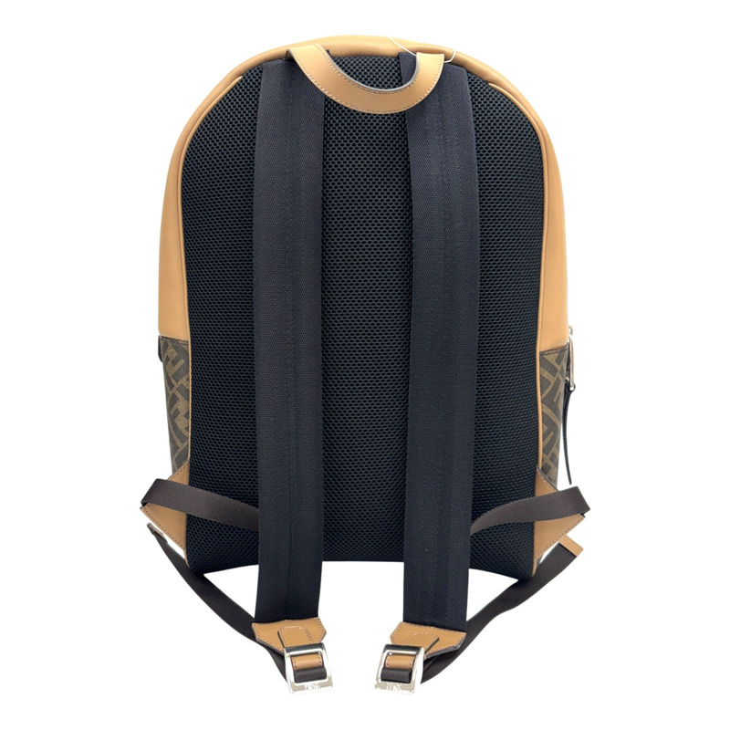 棕色 皮革 FF LOGO 後背包【FENDI 芬迪】  7VZ074-2