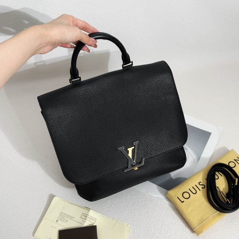 【近新閒置品】Louis Vuitton 路易威登 LV Volta 黑金牛皮郵差包手提單肩斜挎包-1