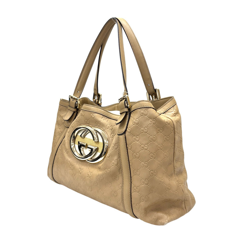 米色 Guccissima 牛皮 Britt 手提包【GUCCI 古馳】 162094-1