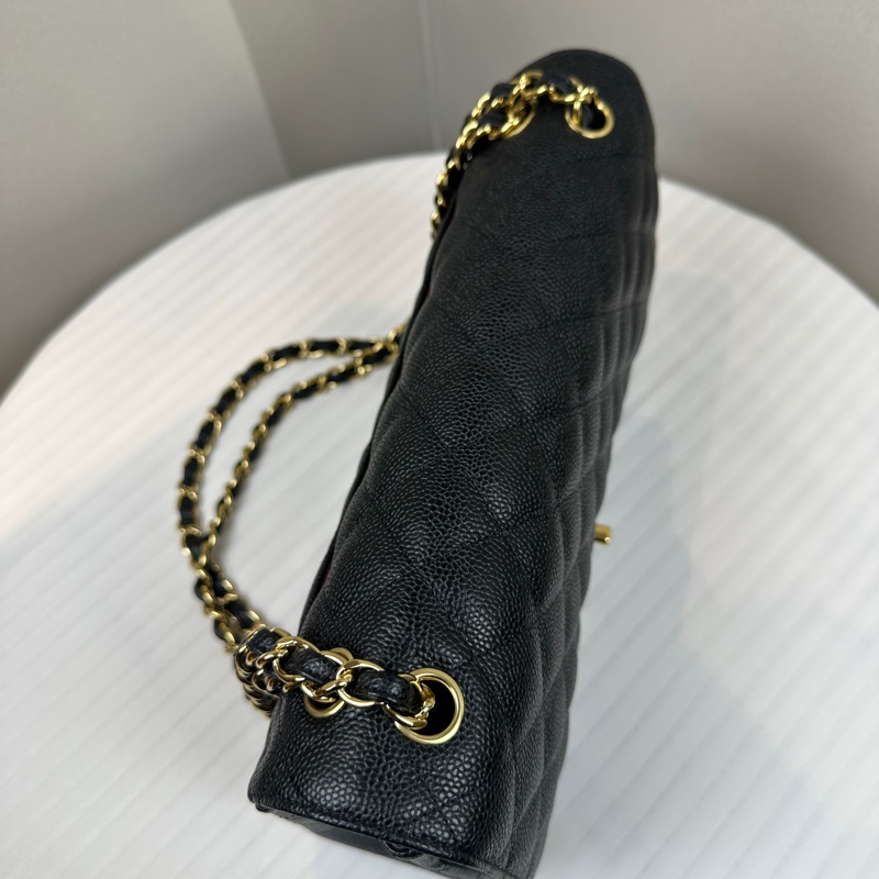 99新 香奈兒/Chanel CF Jumbo 菱格紋金扣魚子醬牛皮鏈條單肩斜背包 30x10x19.5cm-3