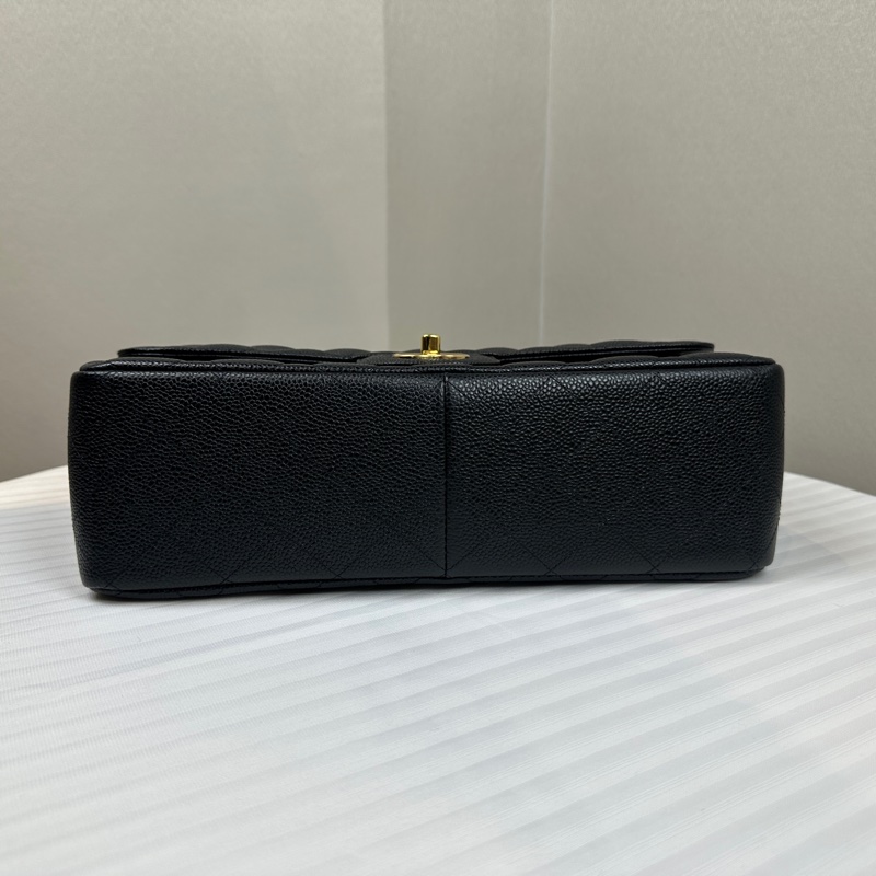 99新 香奈兒/Chanel CF Jumbo 菱格紋金扣魚子醬牛皮鏈條單肩斜背包 30x10x19.5cm-4