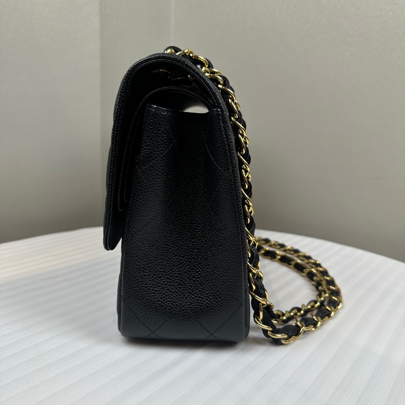 99新 香奈兒/Chanel CF Jumbo 菱格紋金扣魚子醬牛皮鏈條單肩斜背包 30x10x19.5cm-5