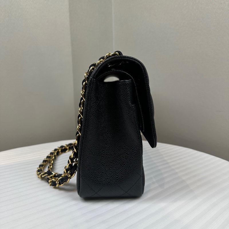 99新 香奈兒/Chanel CF Jumbo 菱格紋金扣魚子醬牛皮鏈條單肩斜背包 30x10x19.5cm-6