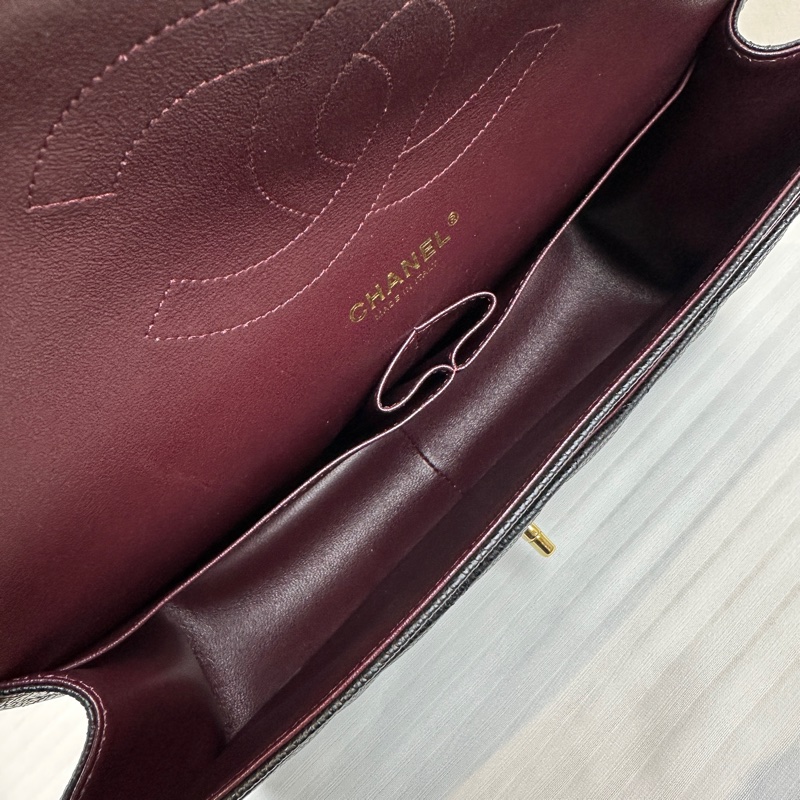 99新 香奈兒/Chanel CF Jumbo 菱格紋金扣魚子醬牛皮鏈條單肩斜背包 30x10x19.5cm-8