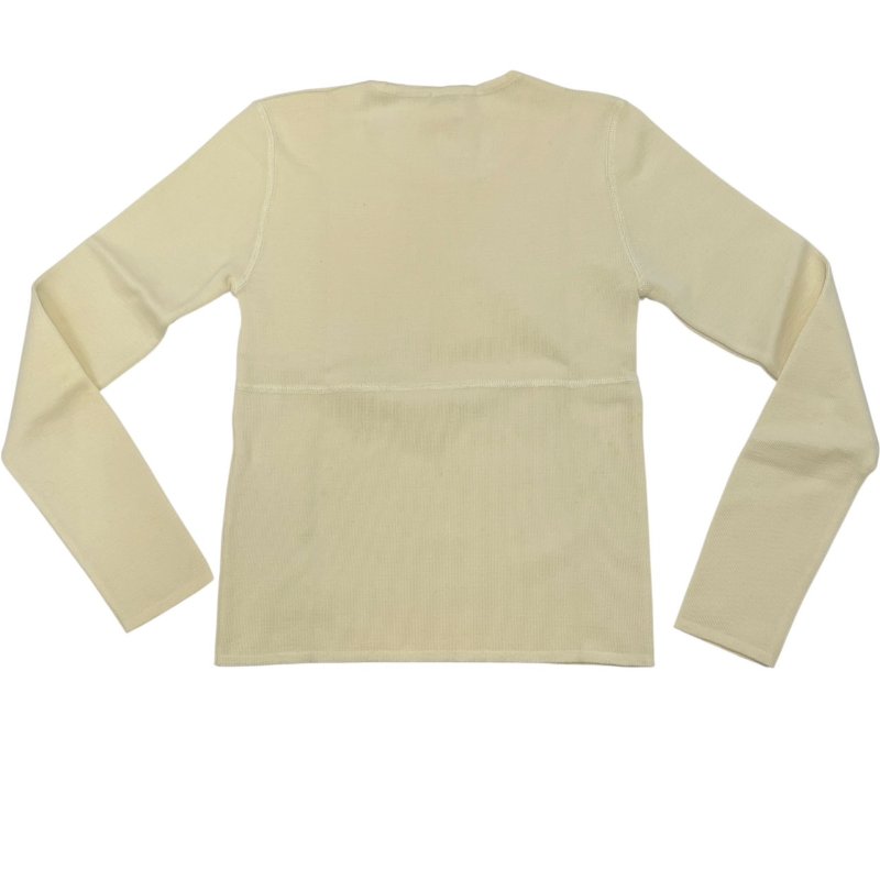 CHANEL 香奈兒 P18 刺繡LOGO羊毛長袖上衣 羊毛 米白色 42碼-1