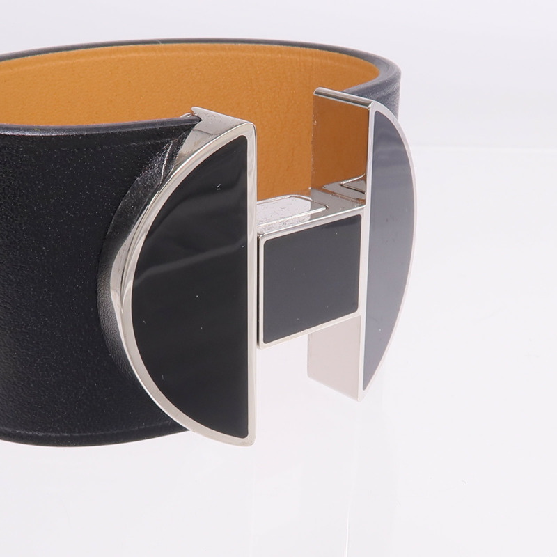HERMES Swift皮革2022 Manchette Bracelet銀扣手鐲-4