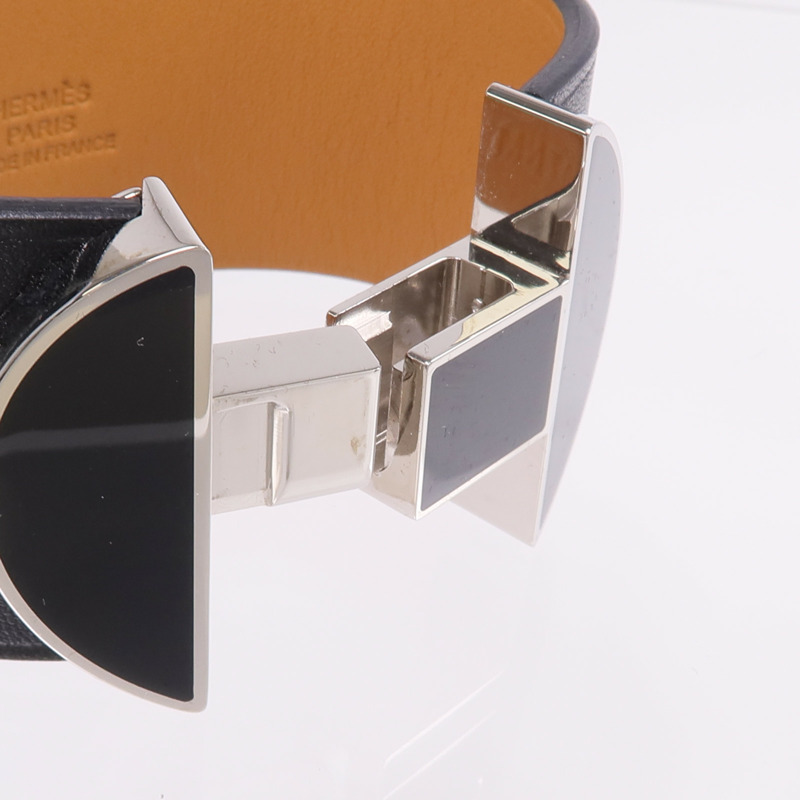 HERMES Swift皮革2022 Manchette Bracelet銀扣手鐲-5