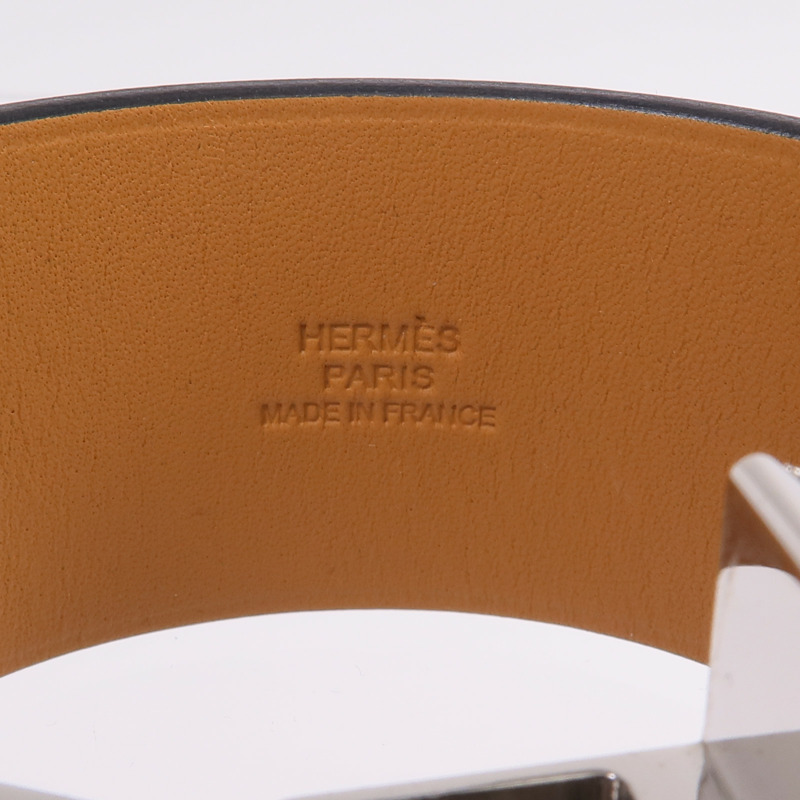 HERMES Swift皮革2022 Manchette Bracelet銀扣手鐲-6