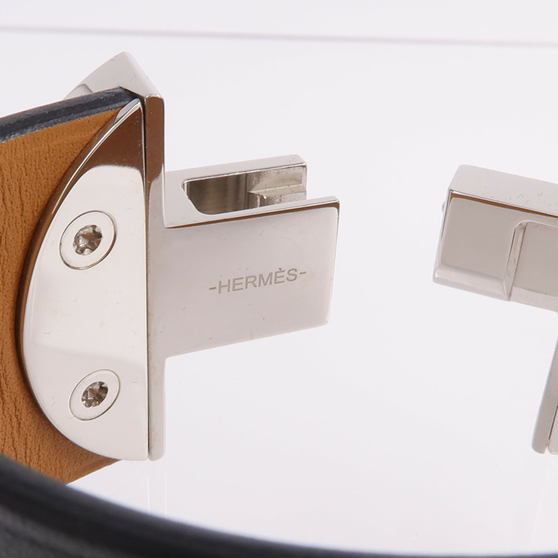 HERMES Swift皮革2022 Manchette Bracelet銀扣手鐲-10