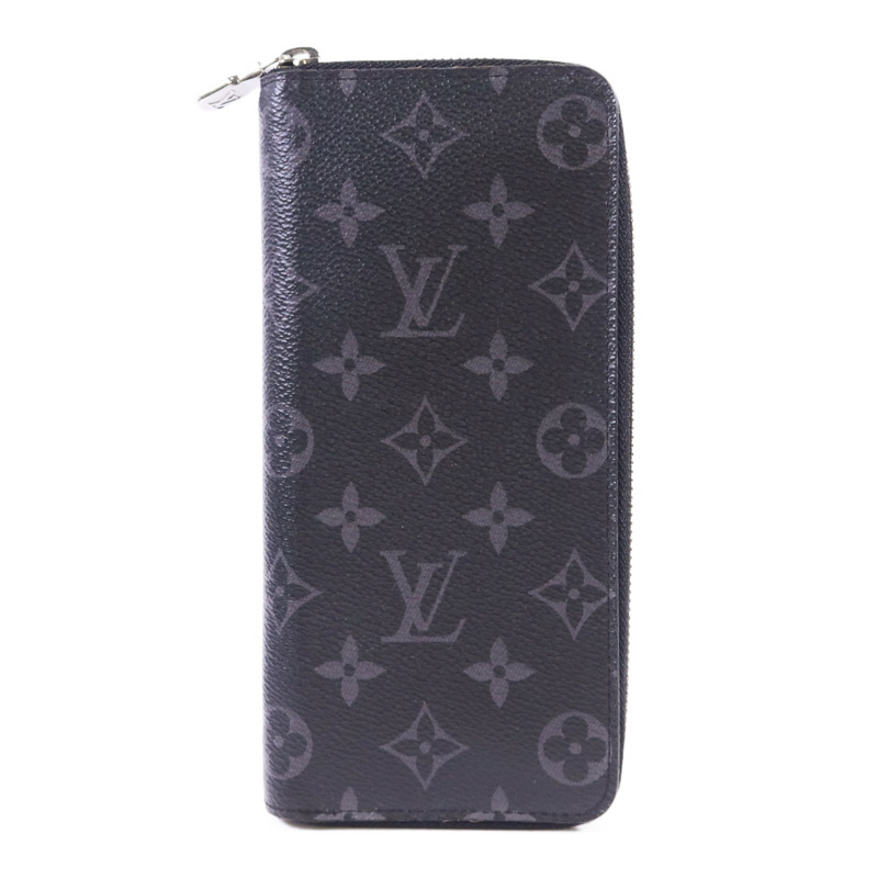 LOUIS VUITTON Monogram EclipseZippy Vertical Wallet銀扣長錢包-0