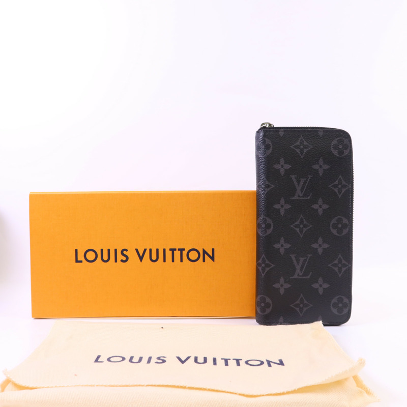 LOUIS VUITTON Monogram EclipseZippy Vertical Wallet銀扣長錢包-18