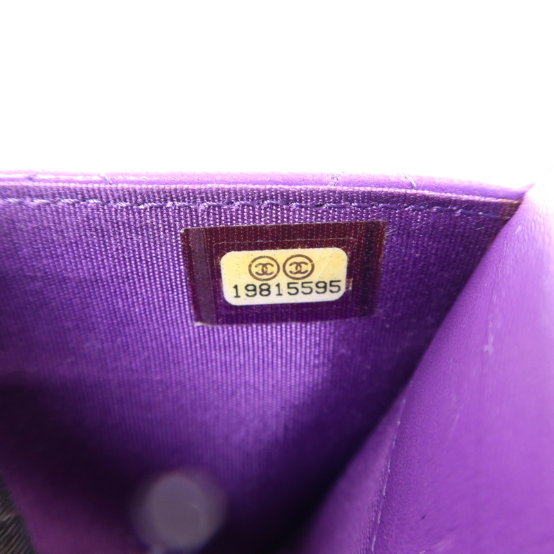 CHANEL 羊皮皮革Boy Bifold Wallet銀扣錢包-7