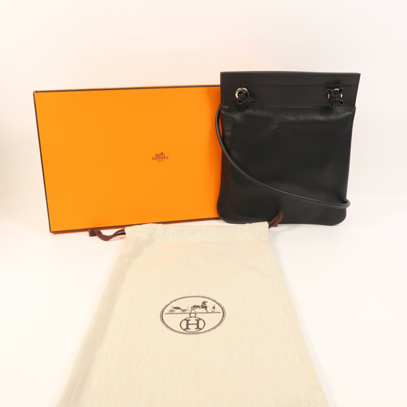 HERMES Swift皮革Aline Mini銀扣肩背袋Noir-8